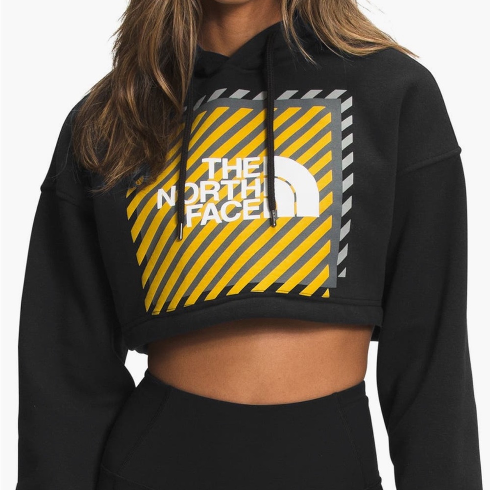 The North Face Black Cropped graphic Hoodie with Yosemite Coordinates